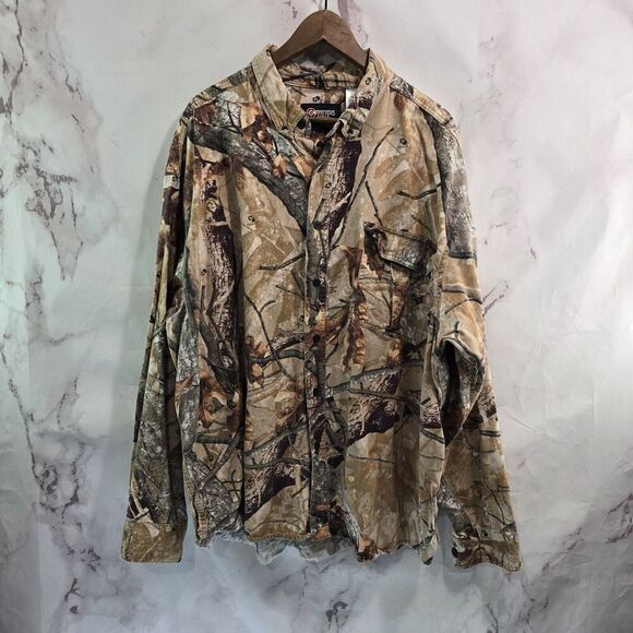 Outfitters Ridge Shirt Mens 3XL Camo Woodland Button Up Hunting Fusion 3D - Picture 1 of 11